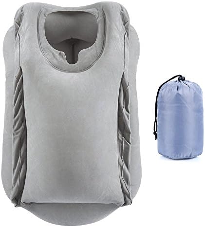 AUDIOMETRY Inflatable Travel Pillow,Scientific neck rest design，Allows you to sleep comfortably anytime, anywhere(Gray).