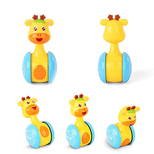 BeesClover Cartoon Giraffe Tumbler Doll Roly-Poly Baby Toys Cute Rattles Ring Bell Newborns 3-12 Month Early Educational Toy Multicolor - Thumbnail 6
