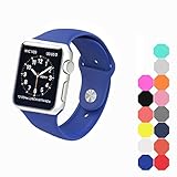 XIYA Soft Silicone Replacement Sport Band for Apple Watch for 2 Lengths, Royal Blue,42mm
