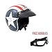 MMG Motorcycle Cruiser 3/4 Shell Open Face Helmet Snap-On Visor, Stars and Stripes American Patriot Medium, Includes Goggles