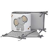 Lambs & Ivy Jungle Safari Gray/White Elephant 4-Piece Baby Crib Bumper Pads