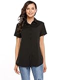 Zeagoo Womens Tailored Short Sleeve Basic Casual Button-Down Shirt Solid Blouse Tops