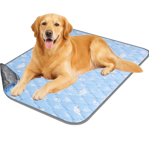 Dog&Cat Cooling Mat for Extra Large Pet Dog,Waterproof, Blue XL-125 x 70cm | Pet Cooling Mat Pet Self Cooling Pad Mat Bed Mats for Summer Indoor or Outdoor, Foldable ,Washable, Ice Cool Fabric Q-MAX>0.5