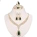 Moochi 18K Gold Plated Green Beads Crystal Chain Necklace Earrings Ring Bracelet Jewelry Set