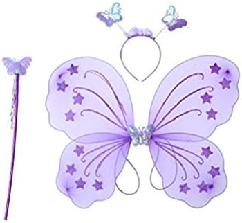 Kala Decorators Fairy Butterfly Purple Wings-Set of 3 has Magic Wand,Hair Band,Wings for Birthday,Fairy Tail Competition