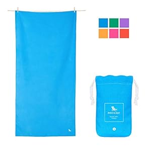 Mikrofaser-Handtuch + Tasche mit Reißverschluss, schnelltrocknend, leicht, saugfähig, kompakt, Größe: XL 200 x 90 cm, L 160 x 80 cm, für einen aktiven Lebensstil, Reisen, Yoga, Fitnessstudio, Sport, Camping & Abenteuer, blau, Large (160x80cm)