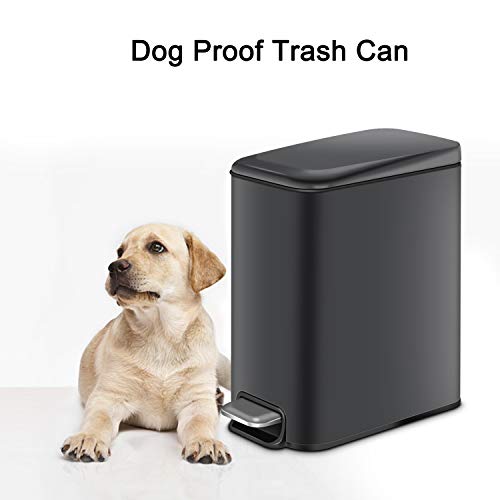 H+LUX Rectangular Bathroom Trash Can with Lid Soft Close, Small Trash Can with Removable Inner Wastebasket, Anti-Fingerprint Matt Finish, 5L/1.3Gal, Gray