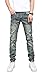 YTD Men's Zipper Biker Jeans Ripped Distressed Slit Denim Slim Stretch Moto Pants (US 40, Nostalgia Blue)