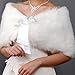 EQLEF Faux Fur Wrap Shawl Shrug Ivory Lady Gift with Satin Bowknot for Bridal-S Length 37.4'', Width 11''