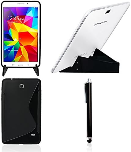 Enobu S-Flex TPU Case for Samsung Galaxy Tab 4 8.0 (8 Inch)+ Stylus + Stand- Black