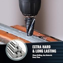 ZELCAN 9 Sizes Step Drill Bit, Four Spiral Flute