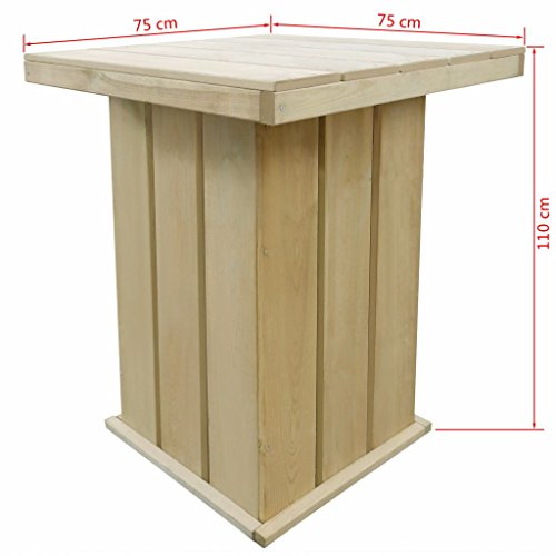mewmewcat 5-TLG. Gartenbar Barset für den Garten Kiefernholz Imprägniert Tischmaße: 75 x 75 x 110 cm Hockermaße: 40 x 30… – Bild 7