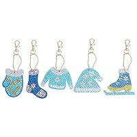 hullonguuo Christmas DIY Diamond Painting Keychains, Special Shaped Key Ring Diamond Painting Ornaments Pendants, Small Diamond Art for Kids and Adult Beginners (5pcs)