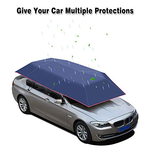 Super PDR Semi-Automatic Tent Movable Carport Blue Folded Portable Car Umbrella Universal Sunshade 157.48''X86.62''