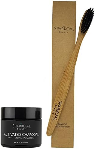 Activated Charcoal Teeth Whitening Powder Plus Bonus Bamboo Toothbrush | Best Natural Coconut Charcoal Teeth Whitener with Organic Coconut Oil | Safely Made In USA