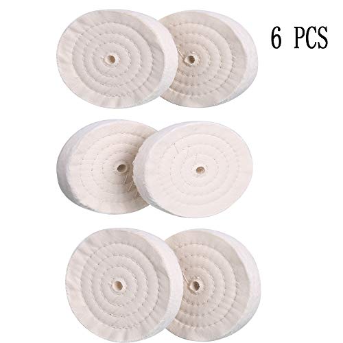 SCOTTCHEN Buffing Polishing Wheels 6 inch (70 Ply) Cotton Polish Pad For Bench Buffer Polisher Tool With 1/2" Arbor Hole 6 PCS - Thumbnail 4
