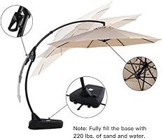 Amazon Com Grand Patio Outdoor 11 Ft Offset Umbrella With Base Included Curved And Cantilevered Aluminum Champagne Garden Outdoor