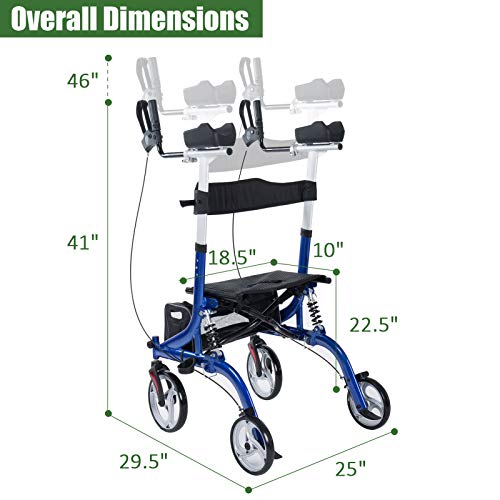 BEYOUR WALKER Upright Rollator Walker with Shock Absorber, 10" Front