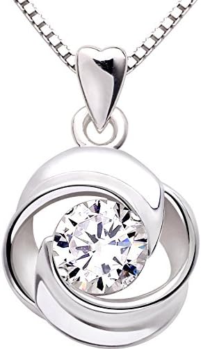 ALOVALOV Jewelry Sterling Silver Flower Cubic Zirconia Pendant Necklace