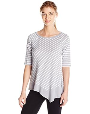 Performance Women's Distreshortsleeve Wash Stripe Ballet Sleeve Tunic