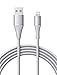 xcentz iPhone Charger 6ft, MFi Certified iPad Charger Lightning Cable Braided Nylon Charging iPhone Cable with Premium Metal Connector for iPhone 11/11 Pro/X/XS/XR/XS Max, iPad Mini-Silver