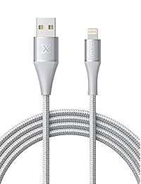 Xcentz - Cargador para iPhone, cable Lightning certificado Apple MFi de nailon trenzado de carga rápida con conector de metal premium para iPhone X XS XR XS Max 8 7 6 5S SE, iPad Mini Air, 6 pies