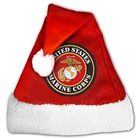 TCCZQ United States Marine Corps Logo Unisex Velvet Fabric Santa Hat Party Accessory Christmas Holiday Hat