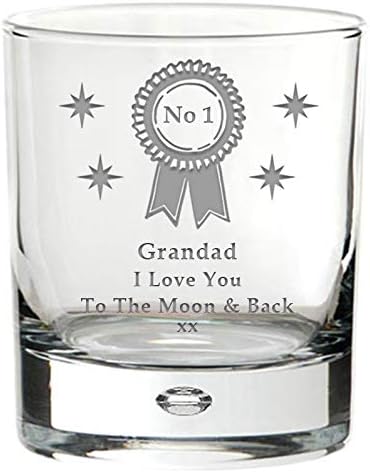 No 1 Grandad I Love You to The Moon and Back Engraved Whiskey Whisky Glass Tumbler