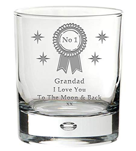 No 1 Grandad I Love You to The Moon and Back Engraved Whiskey Whisky Glass Tumbler