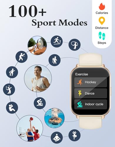 RUIMEN Smartwatch with Calls, Smart Watch Receive Call and Voice Assistant, Smartwatch Woman Man with Pedometer Blood Oxygen Waterproof IP68 100+ Sports Modes Activity Bracelet