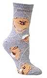 Pomeranian Gray Ultra Lightweight Cotton Crew Socks (One Size Fits Most) Made in USA