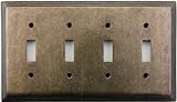 Classic Accents Deco Aged Antique Brass Four Gang Toggle Light Switch Wall Plate