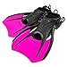 Phantom Aquatics Snorkel Fins, Swim Fins Travel Size Short Adjustable for Snorkeling Diving Adult Men Women Kids Open Heel Swimming Flippers + Net Carry Bag (Pink, Small (US Men's 4-7))