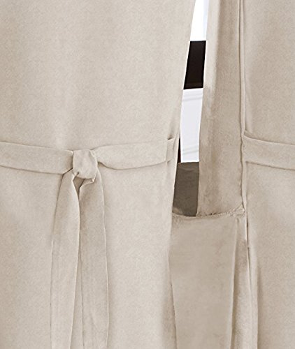 Serta | Relaxed Fit Smooth Suede Furniture Slipcover for Dining Room Chair (Set of 2), Long Skirt (Ivory) - Thumbnail 3
