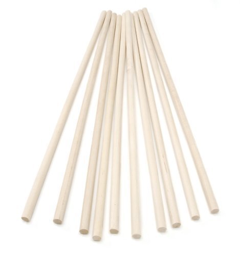300mm Wooden Sticks - Hardwood Dowels Poles 6mm Diameter 10 Pack