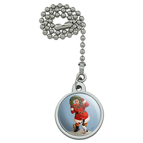 GRAPHICS & MORE Christmas Holiday Santa Claus with Dog Cat Wreath Ceiling Fan and Light Pull Chain