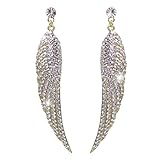EVER FAITH Austrian Crystal Bridal Angel Wing Dangle Earrings