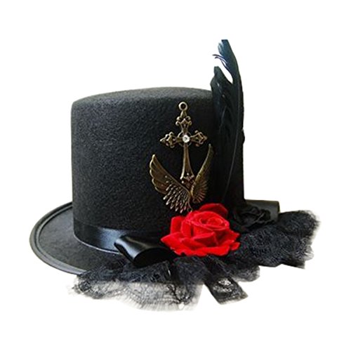 Victorian Top Hat with Rose & Feather Embellishments
