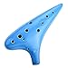 ”Joy of Thrush” 12 Hole Alto C Sweet Potato Ocarina Pottery Ocarina with a Protective Bag and Songbooks (Water Blue)