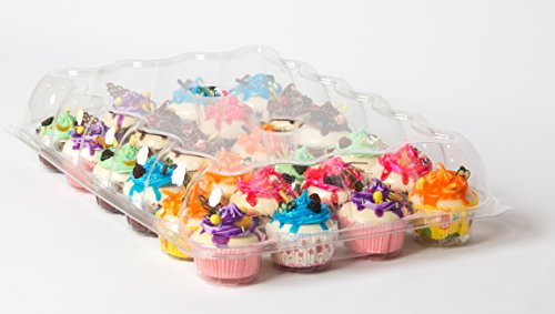 (5 Pack) 24 Cupcake Carrier - High Tall Dome Clear Containers Thick Plastic Disposable Storage Boxes. 2 Dozen Compartments Slots Holder Cupcakes Box Tray Container. Cup Cake Holders By Cakes Of Eden - Thumbnail 4