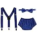 IWEMEK Baby Boys 1st Birthday Cake Smash Outfit Adjustable Y Back Elastic Clip Suspenders Bowtie set Pre-tied Bloomers Shorts