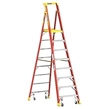 Escalera Fibra Vidrio Plataforma-Ruedas 2.44 M 136Kg Werner