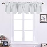NICETOWN Room Darkening Curtain Valance - 52 inches by 18 inches Scalloped Rod Pocket Home Decoration Valance Curtain Panel for Living Room/Bedroom, Greyish White, 1 Pack