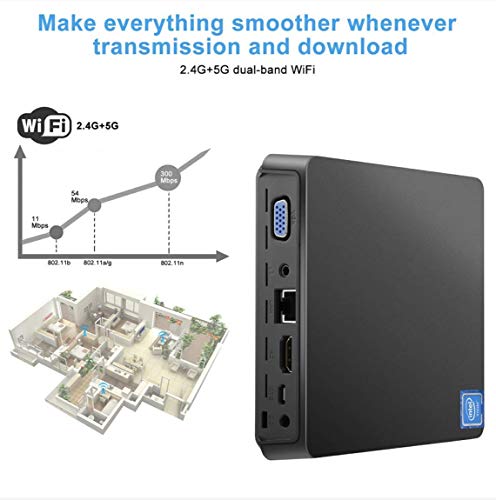 Mini PC Intel Atom Z8350 Windows 10 Pro Mini Computer 4GB DDR 64GB eMMC,Support 4K HD,2.4G/5G WiFi AC, 2.5 inch SSD,Bluetooth,1000Mbps Ethernet