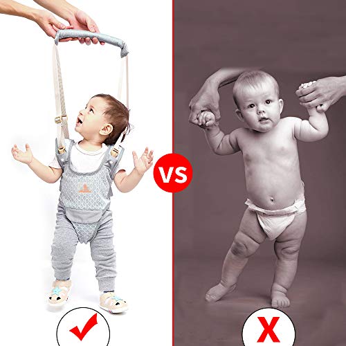 Happy Walk Baby Walking Harness Cotton 2 in 1 Removable Toddler Walk Learning Assistant Belt Protective Breathable Adjustable Safety Leash for 9-17months, Gray - Thumbnail 7