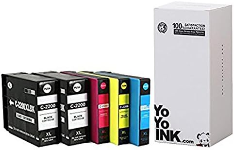 YoYoInk 5 Pack Compatible Ink Cartridge Replacement For PGI 2200 XL PGI2200 XL PGI-2200 XL PGI-2200XL PGI2200XL High Yield (2 Black 1 Cyan 1 Magenta 1 Yellow)