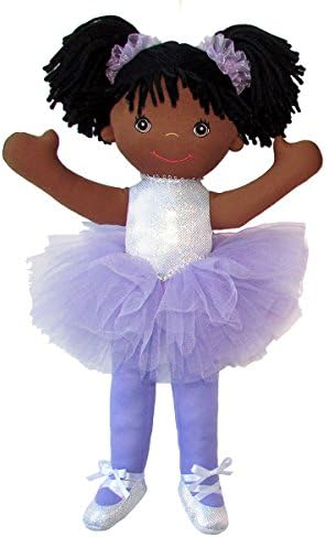 AnicoWell Made Play Doll for Children Ballerina with Pigtails, African American, 18" Tall, Lavender (A5795AAL)