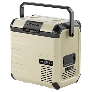 EENOUR 車載冷蔵庫 D18 18L -20℃~10℃ バッテリー内蔵可能 小型 両開きフタ コンプレッサー式 4WAY電源対応