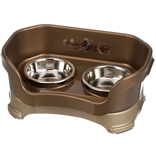 Neater Feeder Deluxe Cat (Bronze) Mess Proof Elevated Bowls, No
