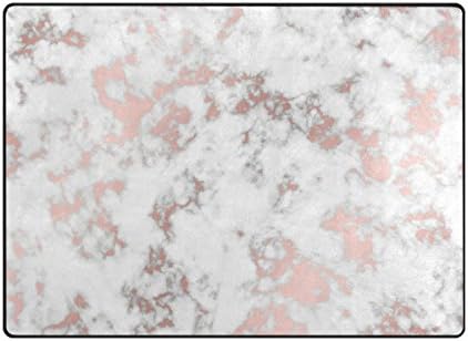 ColourLife 80 x 58 inch Lightweight Area Rug Mat for Kids Playing Room Home Decor Indoor Floor Rugs Rose Gold Marble